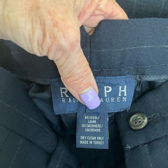Vintage Ralph Ralph Lauren Women's 10 Cashmere Wool Blend Pants Trousers Blue - Picture 11 of 12